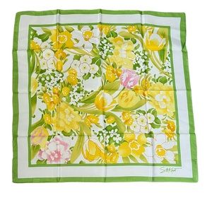 Avon SM Kent floral scarf acetate green yellow